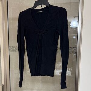 Express Black Long Sleeve V-Neck Top